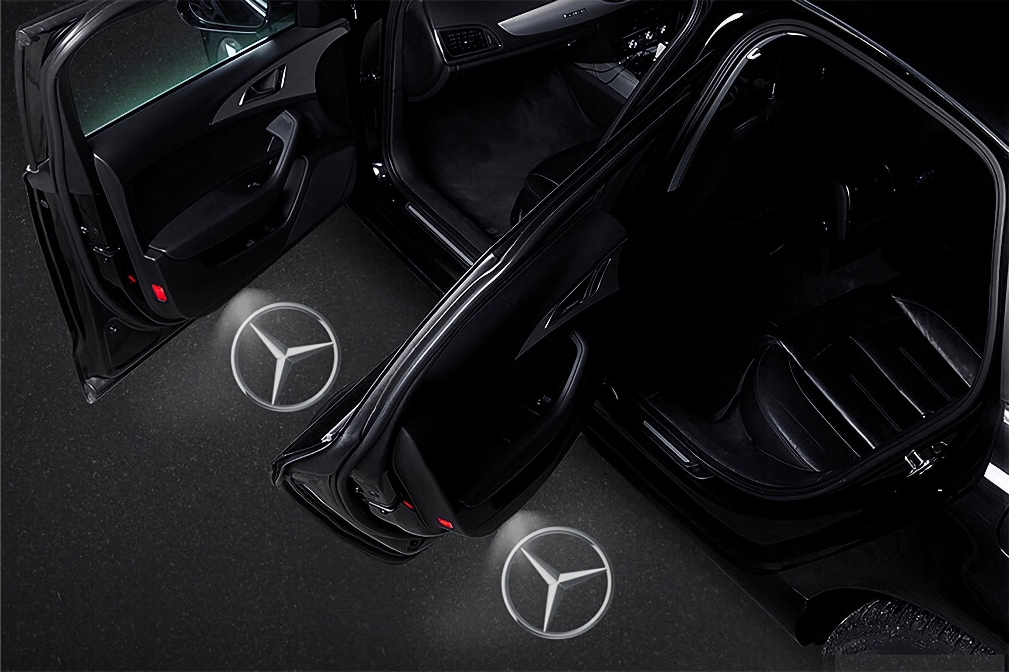 Logo Projektor Mercedes Benz ! Einstiegsbeleuchtung für Mercedes Benz ! Mercedes Türbeleuchtung ! 2 Stc Türlogo Lampen mit Glasschip für Mercedes Benz. - AverAutoStil