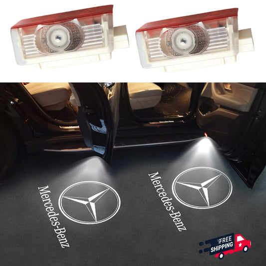 Türlicht Logo Projektor für Mercedes Benz - 2 Stück Autotür Logo mit Glasschip, Türbeleuchtung Mercedes, Einstiegsbeleuchtung auto, Mercedes Benz Zubehör für A B C E G GLA GLE GLC GLS AMG