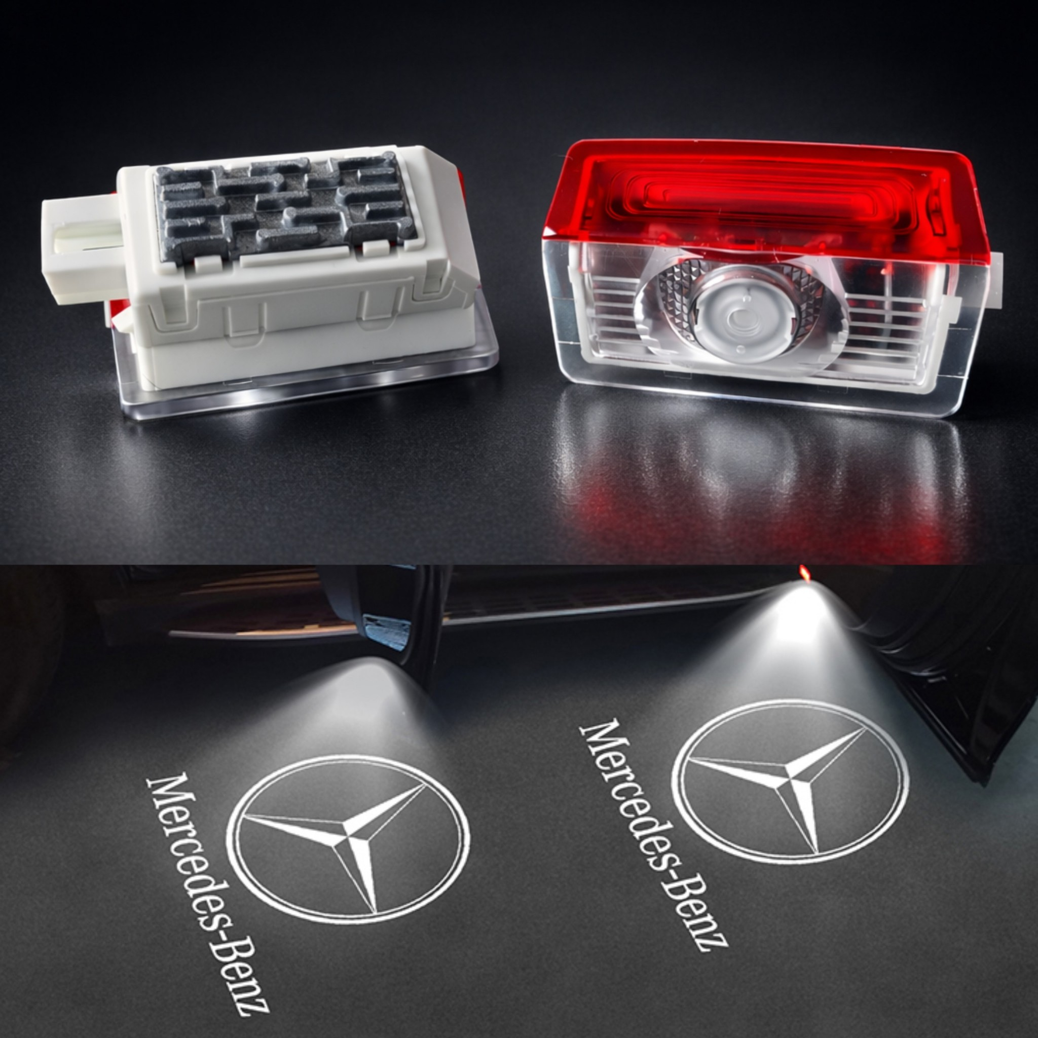 Mercedes-Benz LED Türbeleuchtung Logo Projektor – Einstiegsbeleuchtung  passend  für A B C E GLA GLC GLE GLS W205 W213 W176 W177 – 2 Stück
