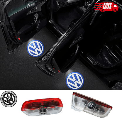 Türlicht Logo Projektor für VW - 2 Stück Autotür Logo mit Glasschip, Türbeleuchtung mit autologo, VW Zubehör für Golf, Passat, T - Roc, CC, Arteon, Touran, Touareg - AverAutoStil