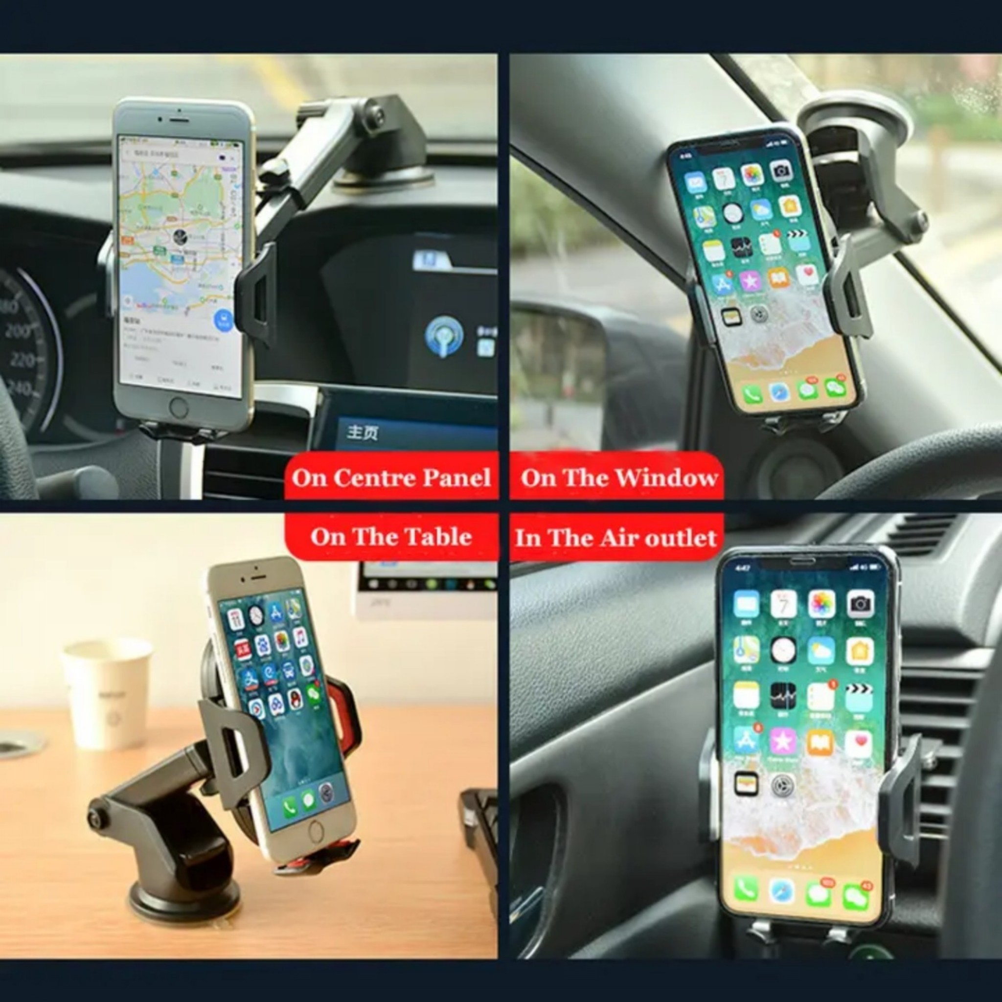 Universale 3 - in - 1 Handyhalterung für das Auto (Saugnapf & Lüftungsschlitz) - AverAutoStil